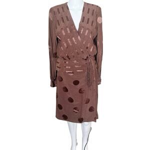 Vintage Raul Blanco Skirt and Top Set Silk Brown Size 8